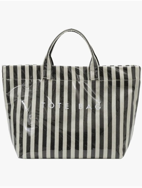 Handbags - Striped Black & White Tote Bag